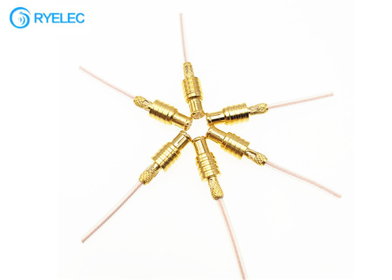 Antenna diritta placcata dorata del connettore della spina maschio Mcx con il cavo della treccia Rg174 fornitore