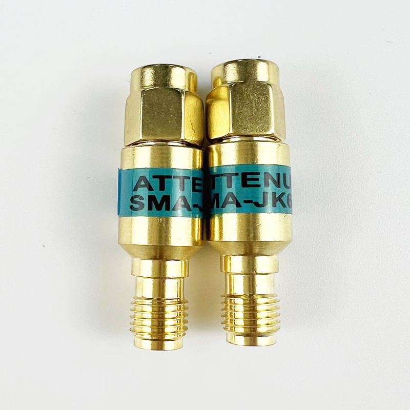2W DC-6GHz SMA Maschio a SMA Femminile Attenuatore RF coaxiale 1/2/3/5/6/10/15/30db Attenuatore SMA connettori fissi Piastra d'oro