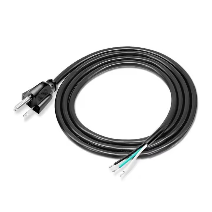 Corde elettriche americane di alta qualità 3 pin nero Pvc 3 punte di rame puro 18awg 1,5 metri 5 piedi pelati e in scatola per la casa