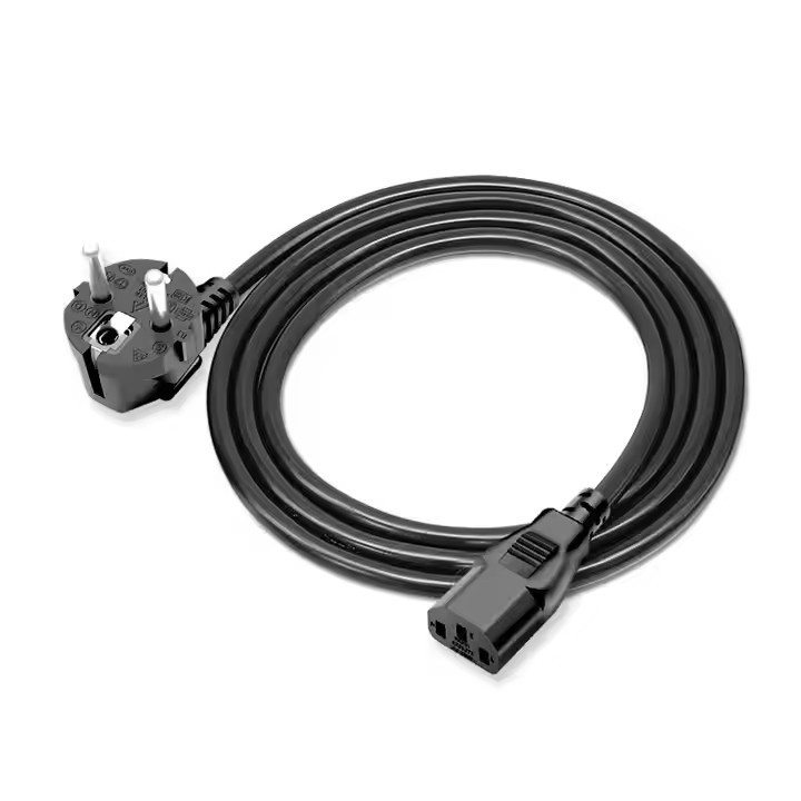 Cavo di linea di estensione 3G nero Corde di alimentazione CA in magazzino Rame IEC Europa UE VDE Puro CEE PVC 0,75mm 1.5M Scatola di cartone