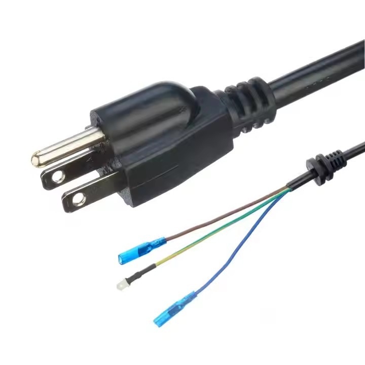 ETL Certified 3-Copper Core SJTW 10/12/14 Awg 3 Prong PVC Wire Isolated Nema 5-15p To Bare End CA