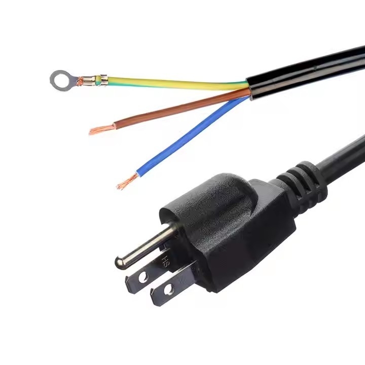 ETL Certified 3-Copper Core SJTW 10/12/14 Awg 3 Prong PVC Wire Isolated Nema 5-15p To Bare End CA