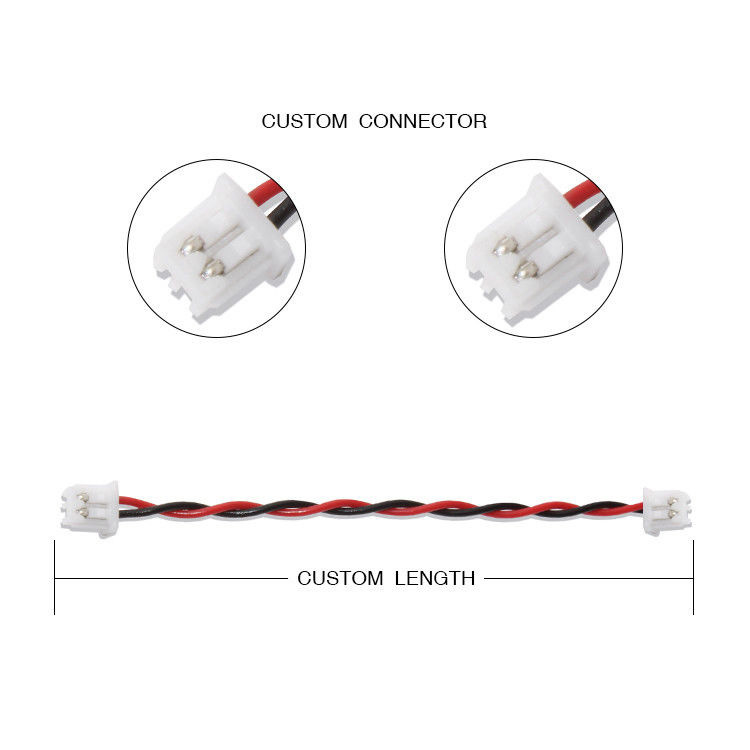 RY Brand JST Wire Harness XHP-2 Connector Cable 22AWG UL1007 Nero Rosso 2P Colla