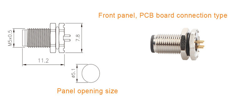 Fabbrica di connettori circolari M5 Codice-A Serie impermeabile pannello flange PCB maschio Socket supporto 3-Core E 4-Core