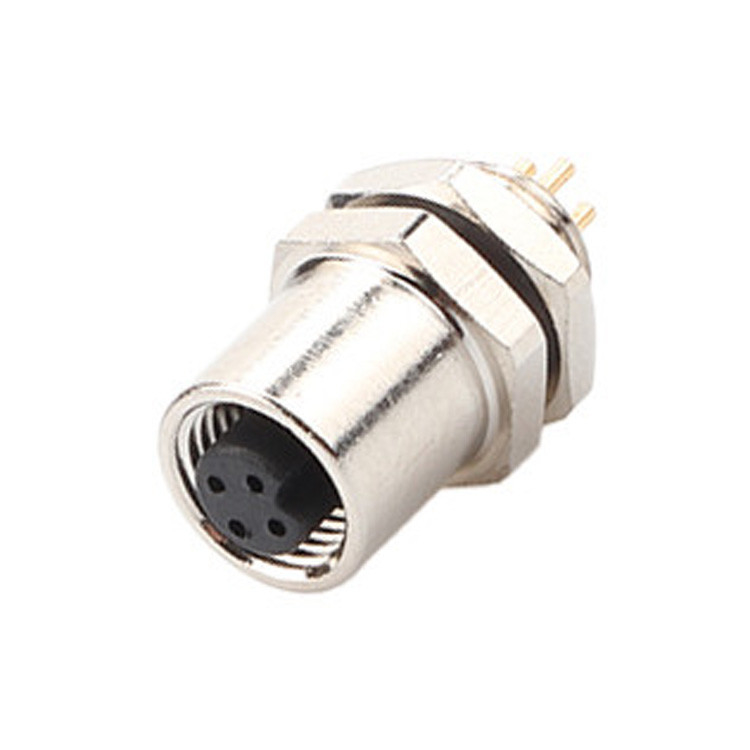 Fabbrica M5 Codice-A 4Pin Panel Flange PCB Femminile Socket Circular Connector IP67