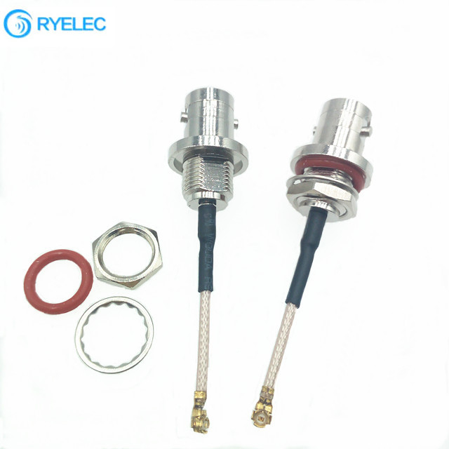 Assemblaggio di cavi RF impermeabile IP67 BNC femmina posteriore bluhead a IPX UFL RG178 cavi a coda di rame placcati