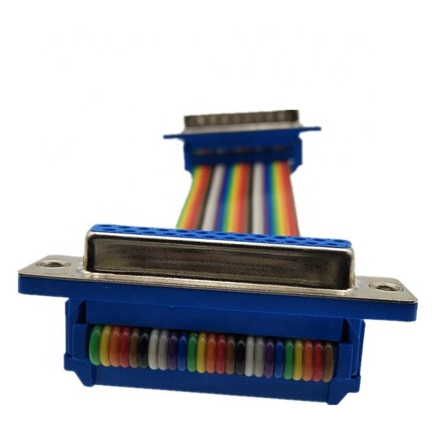 25 pin D-Sub connesso dorato con cavo a nastro piatto di lunghezza personalizzata e connettore IDC crimp