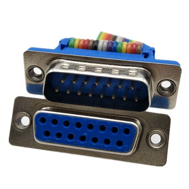 Assemblaggio cavo piatto con connettore D-Sub 15 pin placcato oro RS232 OEM ODM con lunghezza personalizzabile