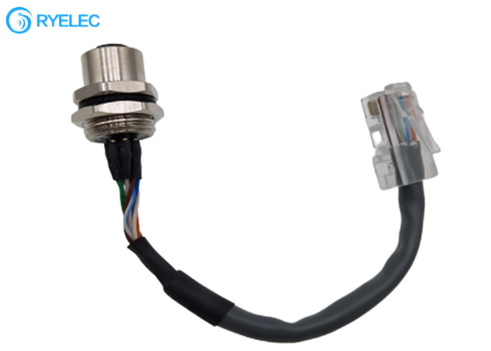 Connettore su ordinazione di M12 8 Pin Panel Mount Waterproof Female al cavo della rete del giro Rj45