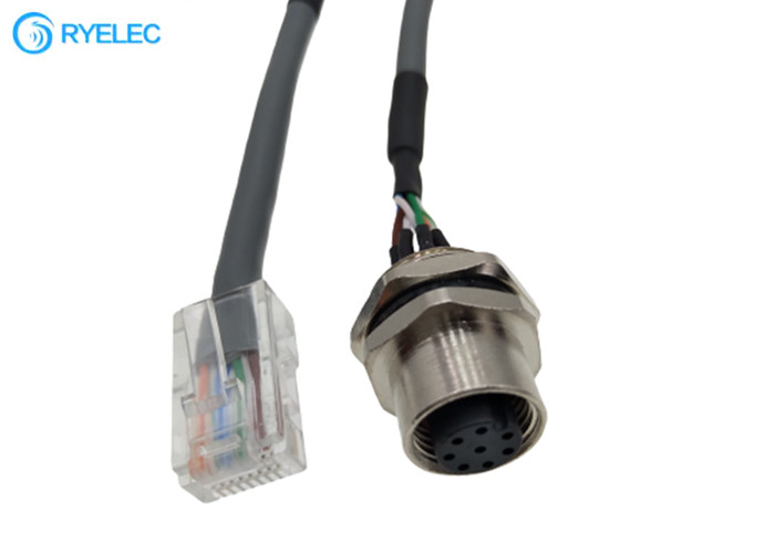 Connettore su ordinazione di M12 8 Pin Panel Mount Waterproof Female al cavo della rete del giro Rj45