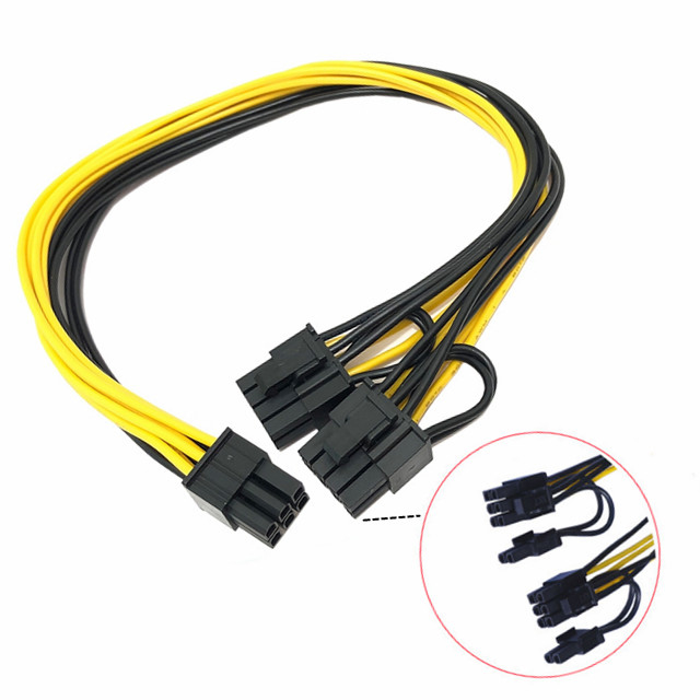 Maschio di Pcie 6pin da raddoppiarsi separatore 18awg 100MM 20CM del cavo elettrico di Gpu del maschio 8pin