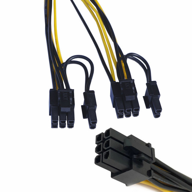 Maschio di Pcie 6pin da raddoppiarsi separatore 18awg 100MM 20CM del cavo elettrico di Gpu del maschio 8pin