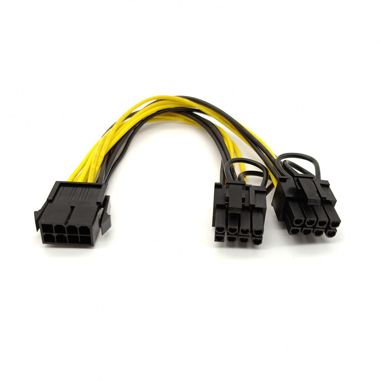 La femmina di Pcie 8pin da raddoppiarsi convertitore di potere del separatore del VGA del maschio 2pin di PciE 6 cabla 18awg 20cm per la scheda video di Gpu dei grafici